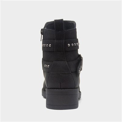 Womens Black Ankle Zip Up Boot