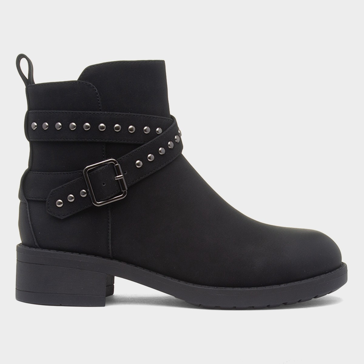 Womens Black Ankle Zip Up Boot