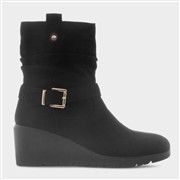 Lilley Womens Black Wedge Buckle Ankle Boot (Click For Details)