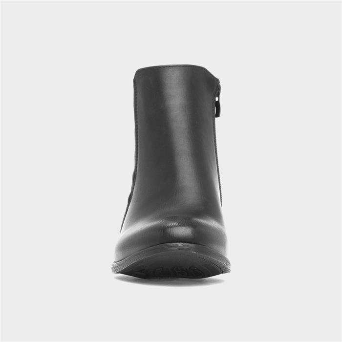 Womens Black Western Heeled Ankle Boot