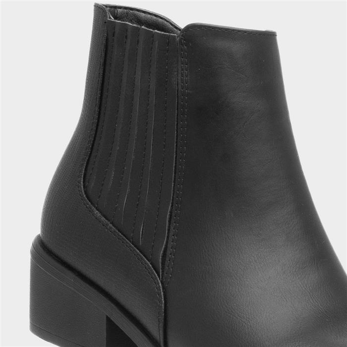 Womens Black Western Heeled Ankle Boot