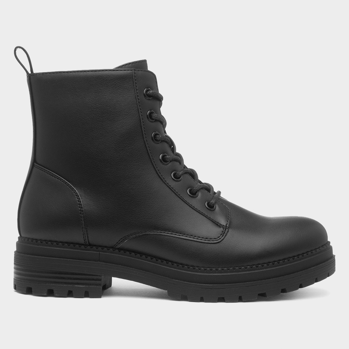 Womens Black Chunky Lace Up Boot