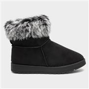 Lilley Womens Faux Fur Trim Pull On Boot in Black (Click For Details)