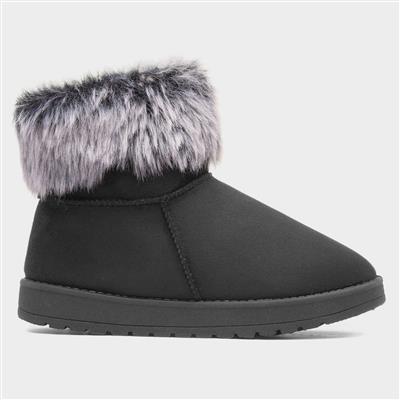 Mia Womens Faux Fur Trim Boot in Black