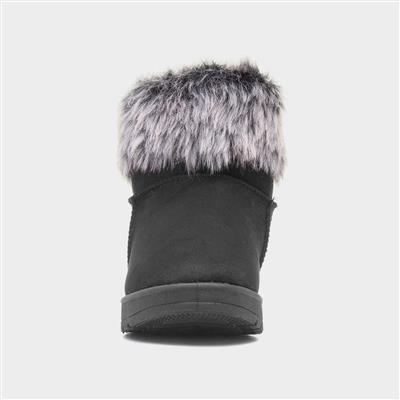 Mia Womens Faux Fur Trim Boot in Black