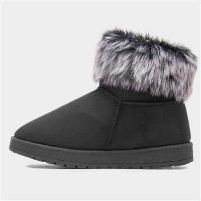 Mia Womens Faux Fur Trim Boot in Black