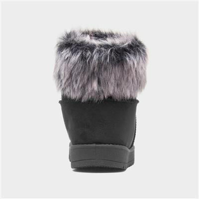 Mia Womens Faux Fur Trim Boot in Black