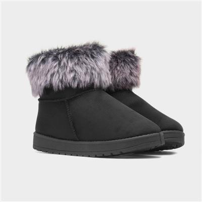 Mia Womens Faux Fur Trim Boot in Black