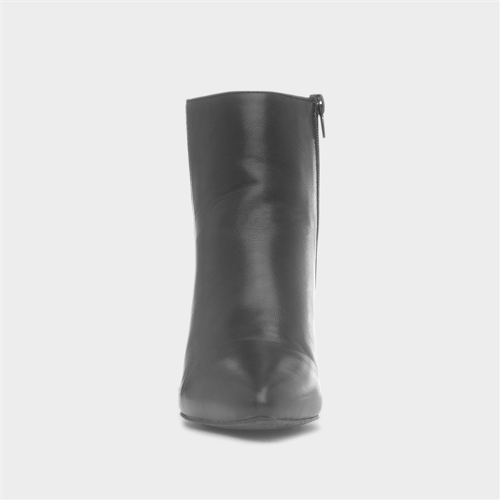 Womens Black Zip Up Heeled Ankle Boot