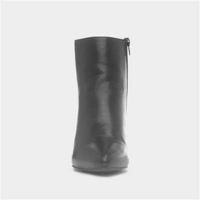 Womens Black Zip Up Heeled Ankle Boot