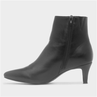 Womens Black Zip Up Heeled Ankle Boot