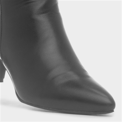 Womens Black Zip Up Heeled Ankle Boot