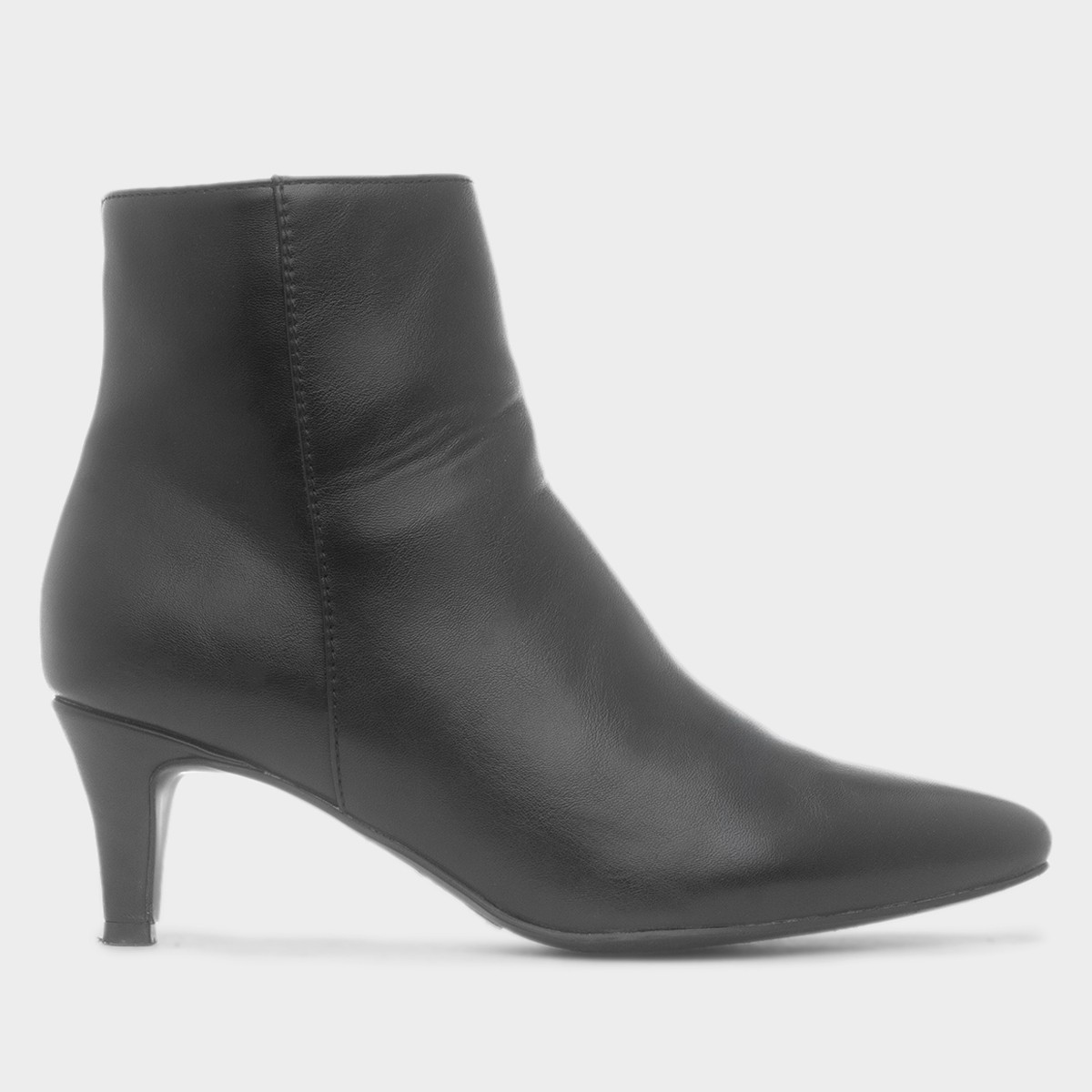 Womens Black Zip Up Heeled Ankle Boot