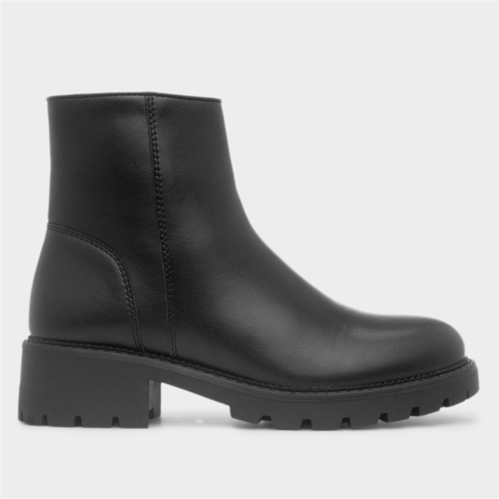 Elsa Womens Black Chunky Ankle Boot