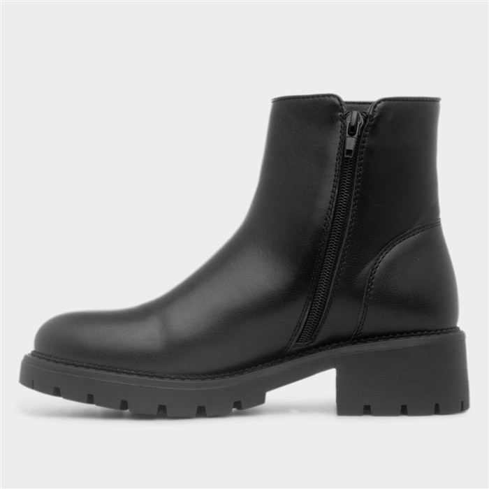 Elsa Womens Black Chunky Ankle Boot