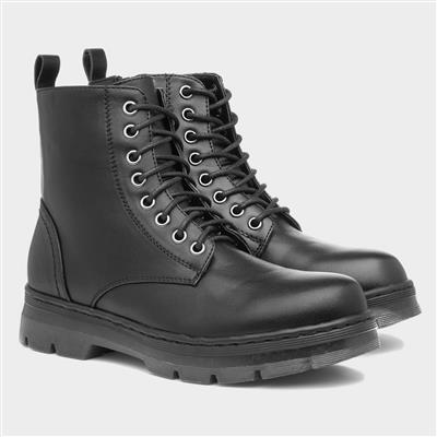 Womens Black Lace Up Ankle Boot