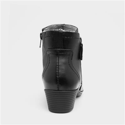 Jana Softline Womens Black Twin Zip Ankle Boot