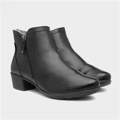 Jana Softline Womens Black Twin Zip Ankle Boot