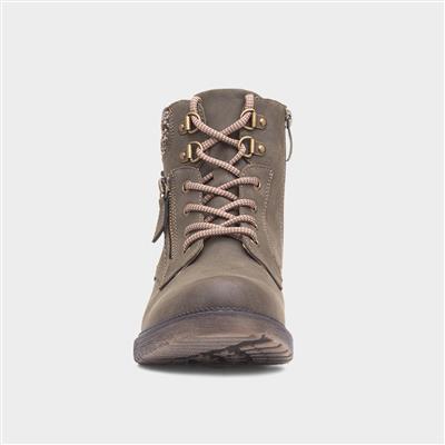 Dahlia Womens Khaki Lace Up Ankle Boot