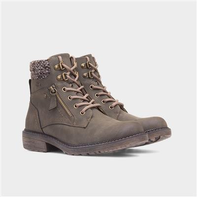 Dahlia Womens Khaki Lace Up Ankle Boot