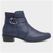 Rieker Distressed Womens Navy Zip Up Ankle Boot (Click For Details)