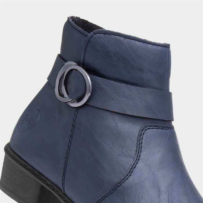 Antistress Womens Navy Zip Up Ankle Boot