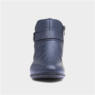 Antistress Womens Navy Zip Up Ankle Boot