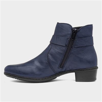 Antistress Womens Navy Zip Up Ankle Boot