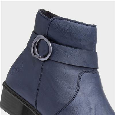 Antistress Womens Navy Zip Up Ankle Boot