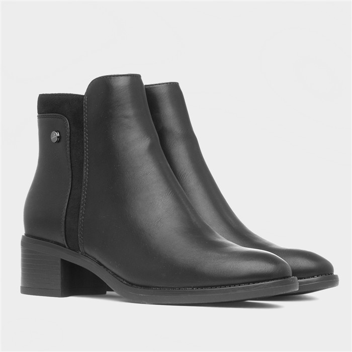 Susannah Womens Black Heeled Ankle Boot