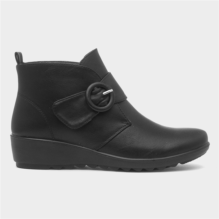 Nicola Womens Black Wedge Boot