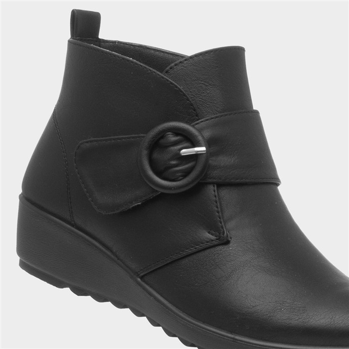 Nicola Womens Black Wedge Boot