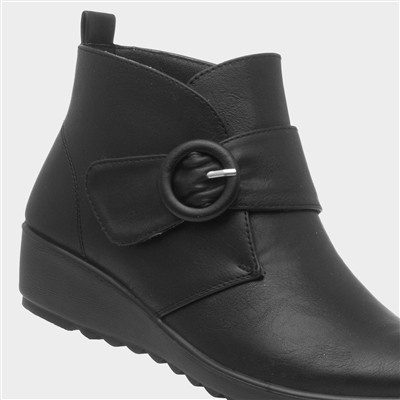 Nicola Womens Black Wedge Boot