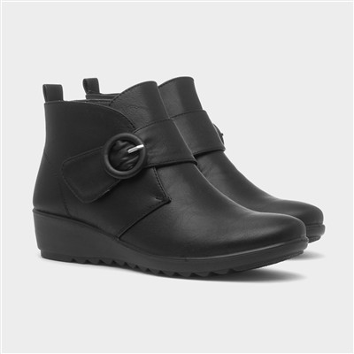 Nicola Womens Black Wedge Boot