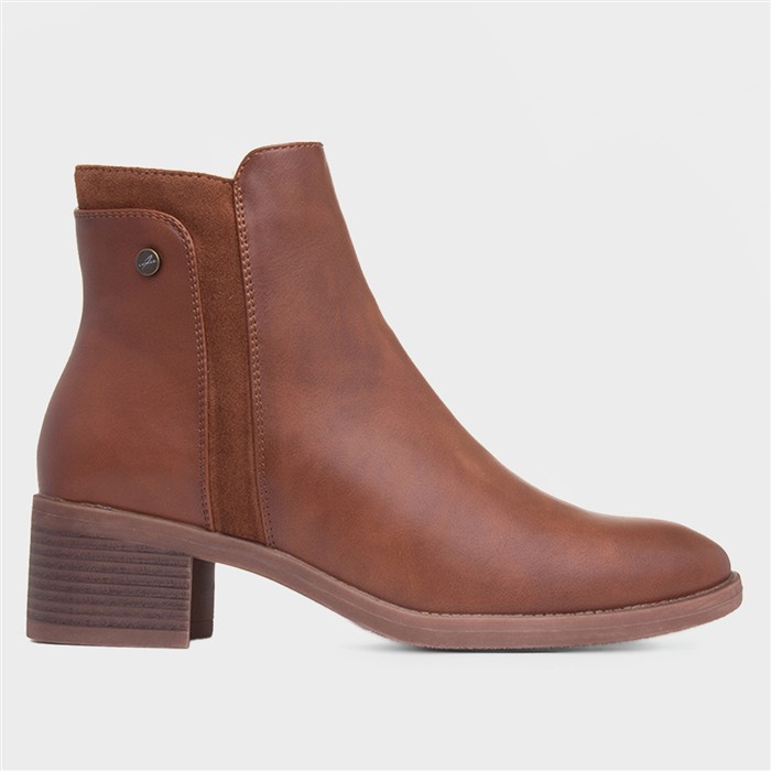 Susannah Womens Tan Heeled Ankle Boot