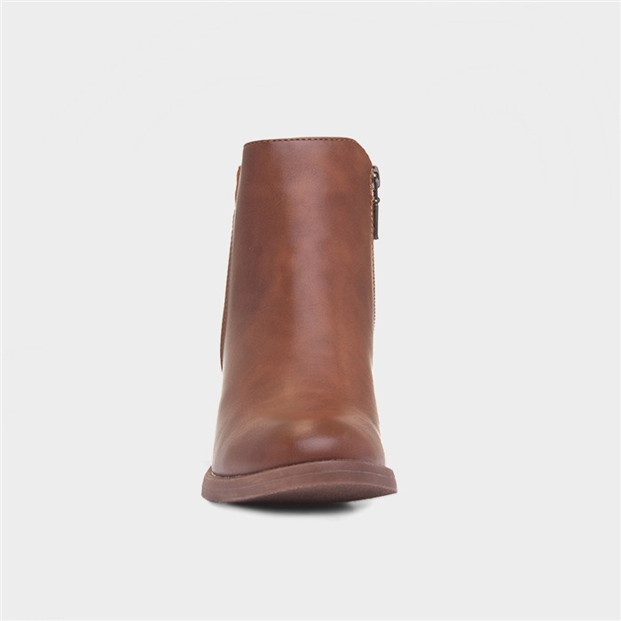 Susannah Womens Tan Heeled Ankle Boot