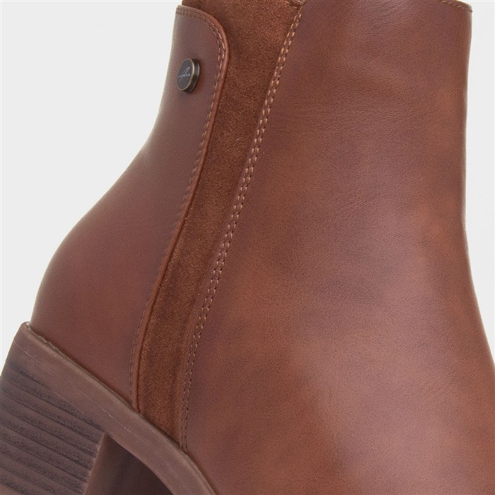 Susannah Womens Tan Heeled Ankle Boot