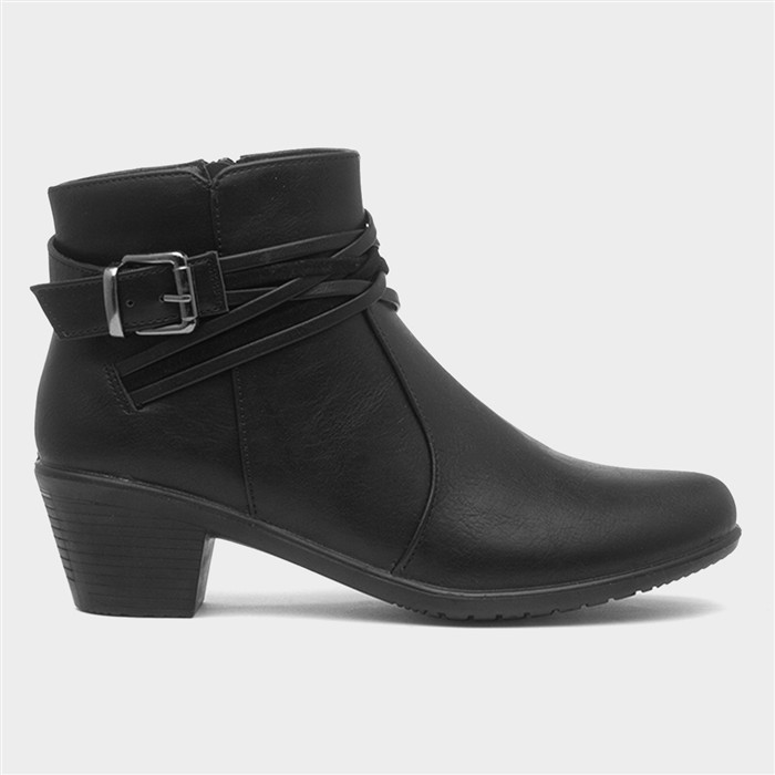 Abbie Womens Black Heeled Ankle Boot