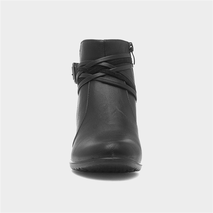 Abbie Womens Black Heeled Ankle Boot