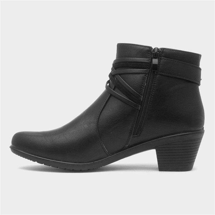 Abbie Womens Black Heeled Ankle Boot