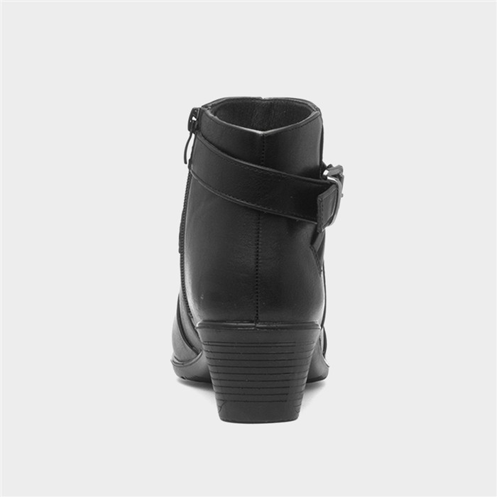 Abbie Womens Black Heeled Ankle Boot