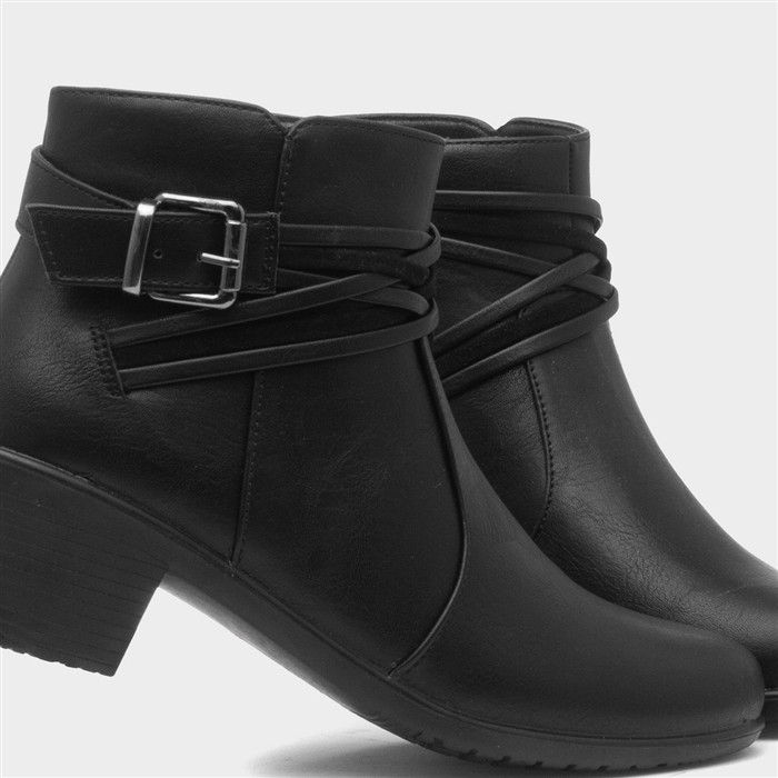 Abbie Womens Black Heeled Ankle Boot