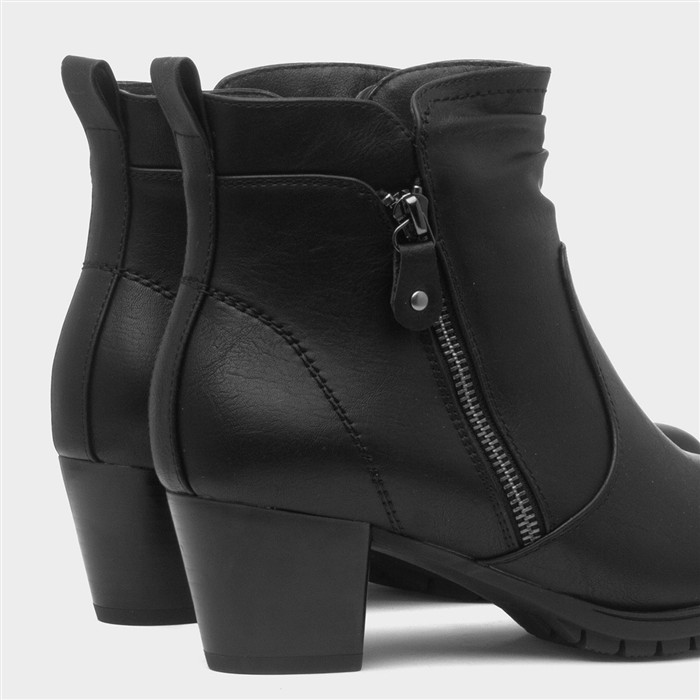 Mel Womens Black Heeled Ankle Boot