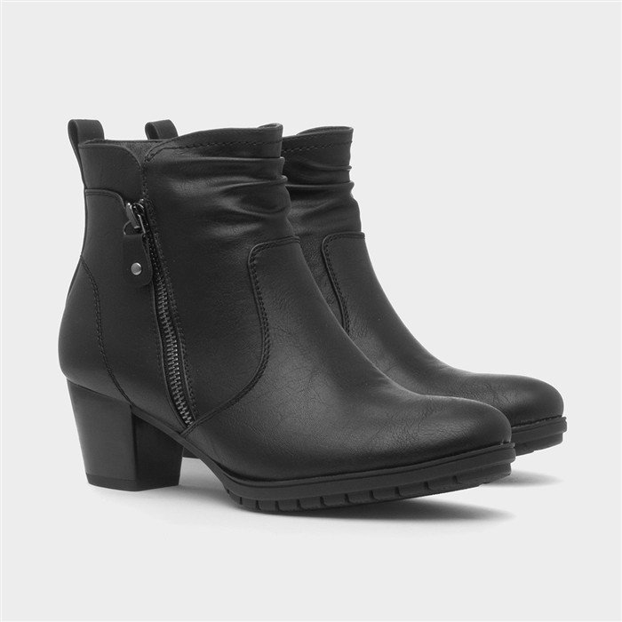 Mel Womens Black Heeled Ankle Boot