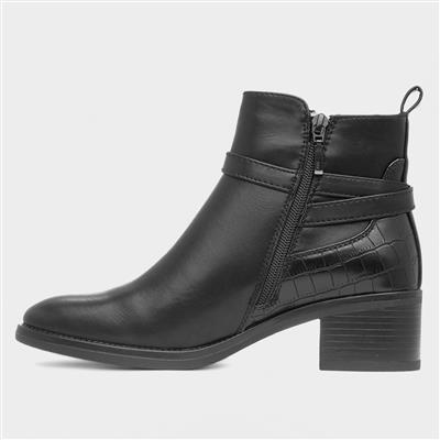 Solana Womens Black Block Heel Boot