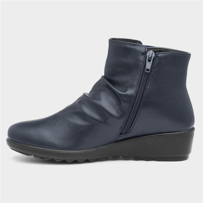 Stud Womens Navy Wedge Ankle Boot