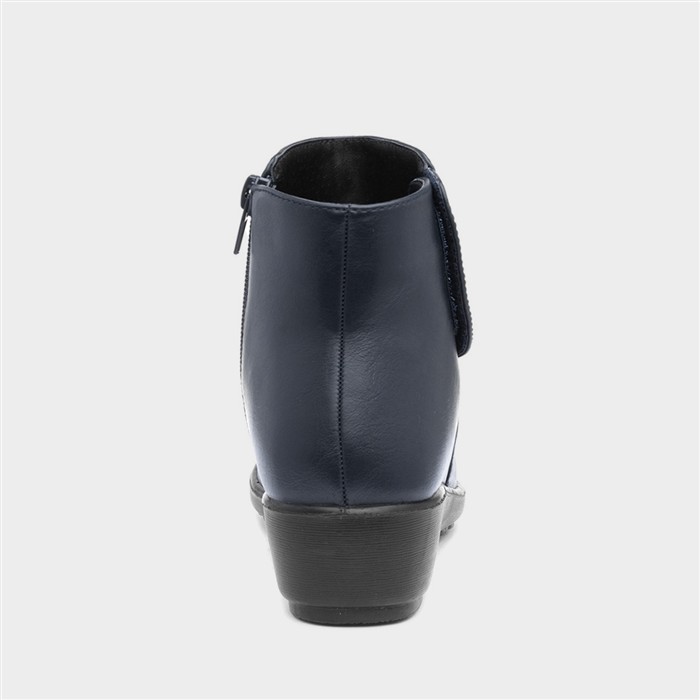 Stud Womens Navy Wedge Ankle Boot