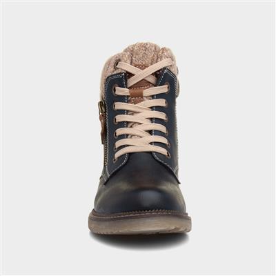 Diane Womens Navy Lace Up Ankle Boot