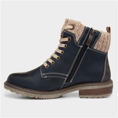 Diane Womens Navy Lace Up Ankle Boot