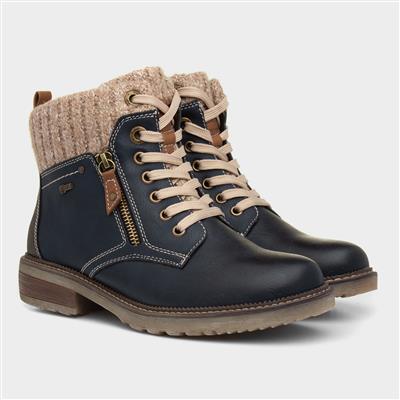 Diane Womens Navy Lace Up Ankle Boot